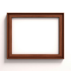 Empty Wooden Frame on Neutral Wall for Displaying Artwork or Photographs in Home Decor or Gallery Setting, Ideal for Customization and Personalization
