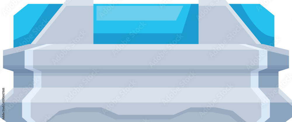 Poster modern architectural design featuring blue transparent windows on a futuristic building, ideal for g