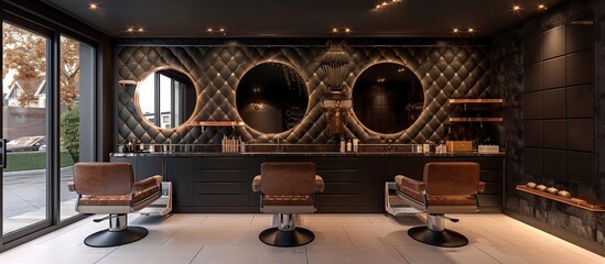 Luxury Barbershop Interior with Modern Design