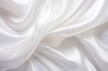 Obraz premium Luxurious White background Silk Fabric with Soft Waves and Subtle Sheen Creating an Elegant Background for Fashion, Textiles, and Bridal Applications