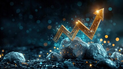 Golden Arrow on Rocks Signifying Growth and Success