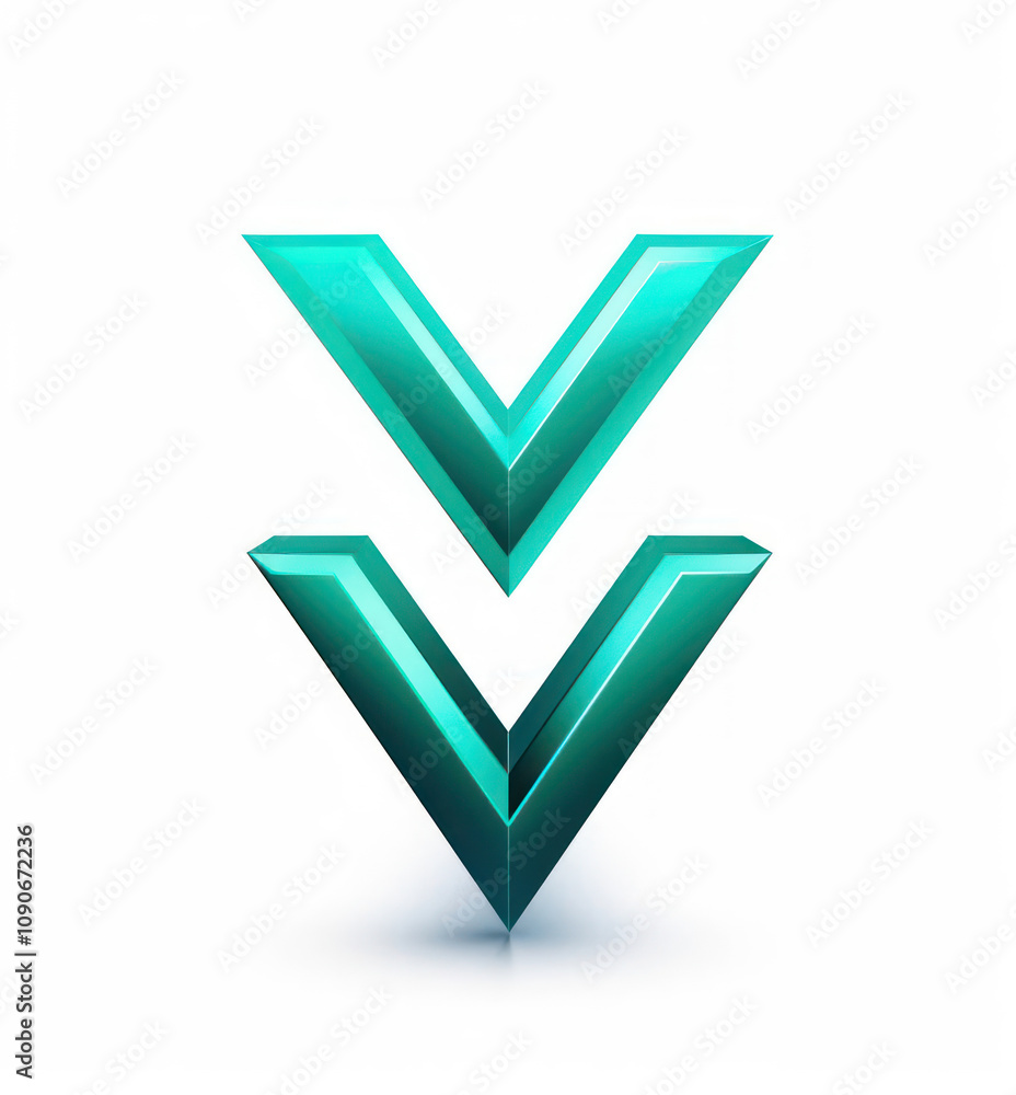 Leinwandbilder modern three-dimensional emerald v shape segments representing direction and change in a creative ab