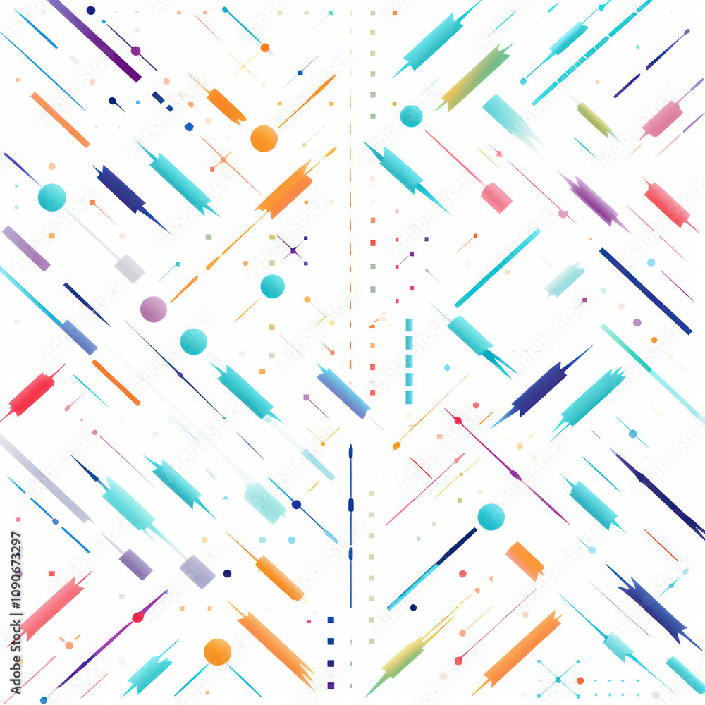 Aufkleber abstract geometric patterns with colorful lines and shapes on light background for modern art and de