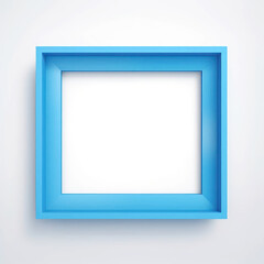 Fototapeta premium Blue Wooden Frame with a Clean White Background for Artwork or Photo Display, Ideal for Mockups, Interior Design, or Creative Projects Showing Minimalism