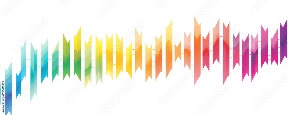 Poster colorful gradient wave pattern with vibrant hues shifting from green to red against a minimalist whi