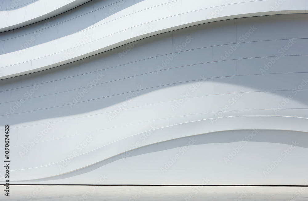 Poster minimalistic white wall with elegant curved lines and soft shadows, highlighting architectural desig