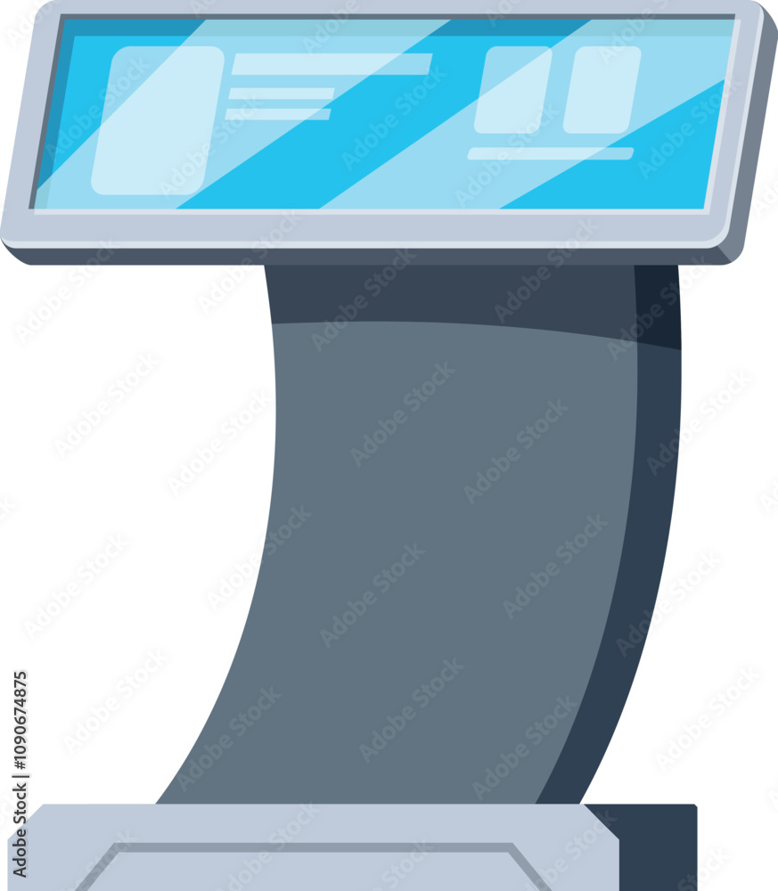 Poster modern interactive kiosk showing various information on a touch screen, enhancing user experience in