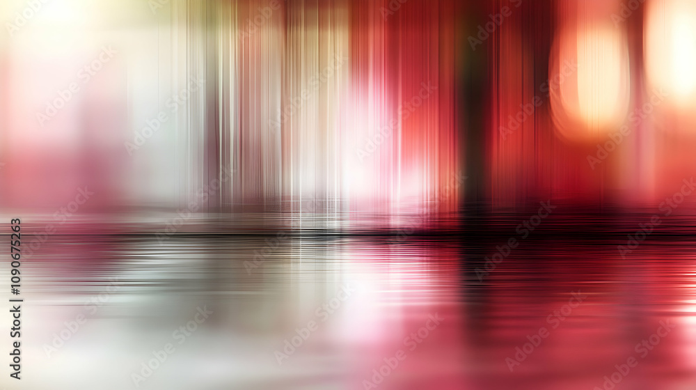 Poster abstract red and white vertical stripes background with reflective surface, ideal for design project