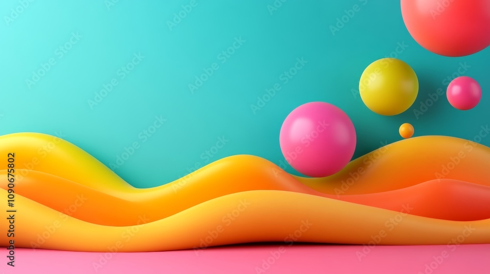 Aufkleber a colorful background with a wave of orange and yellow. the background is a bright and cheerful colo