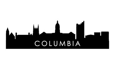 Obraz premium Columbia, MO skyline silhouette. Black Columbia city design isolated on white background. 