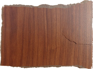 Ripped Wooden Texture with Torn Edges on Transparent Background