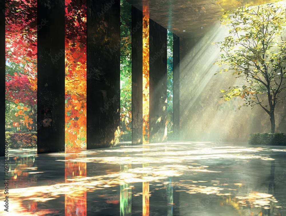 Poster Exploring a surreal landscape of light and shadow abstract forms artistic environment ethereal viewpoint dreamlike concept