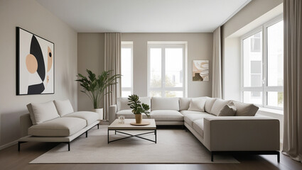 Fototapeta premium modern living room with fireplace, modern living room with sofa, living room interior, modern living room