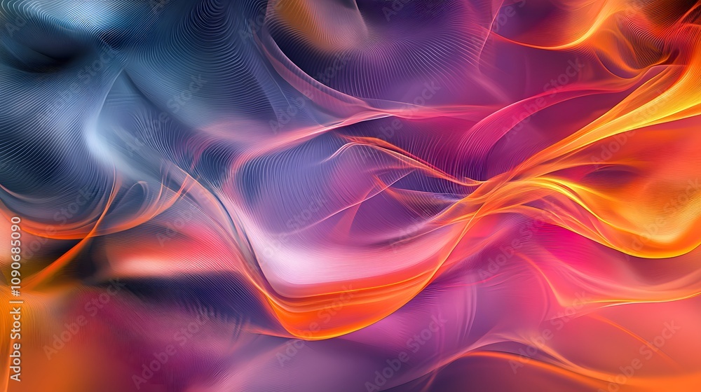 Poster dynamic abstract waves digital art vibrant colors fluid environment artistic viewpoint creative conc
