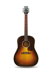 Obraz premium Isolated photorealistic vector illustration of acoustic guitar
