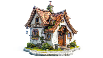 Obraz premium Fairytale Cottage: A Digital 3D Render of a Fantasy Home