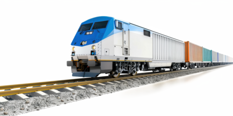Modern Freight Train on Railroad Tracks - Railway Transportation
