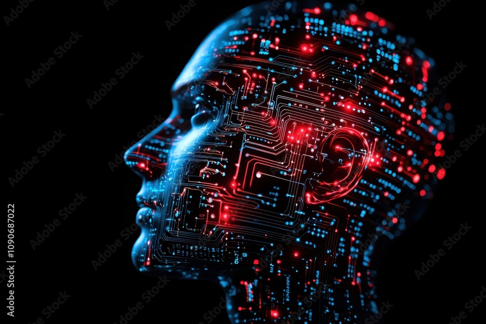 Poster exploring the evolution of ai a symbolic journey through technology digital art and future perspecti