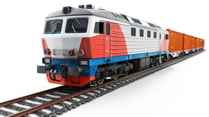 Obraz premium Freight Train on Railroad Tracks: A Powerful Image of Cargo Transportation