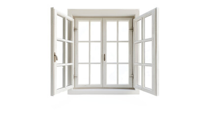 Obraz premium Open White Window with Panes, Daylight View, Home Decor, Interior Design