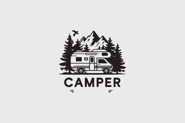 Obraz premium Silhouettes of mountain camping vector