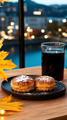 Obraz premium Slovakian trdelnik with sugar, charming old town square of Bratislava with castle