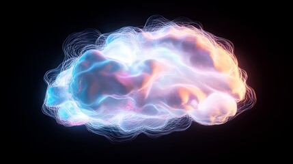 Fototapeta premium Data Cloud - AI Infused Digital Artwork with Colorful Swirling Lights on Dark Background