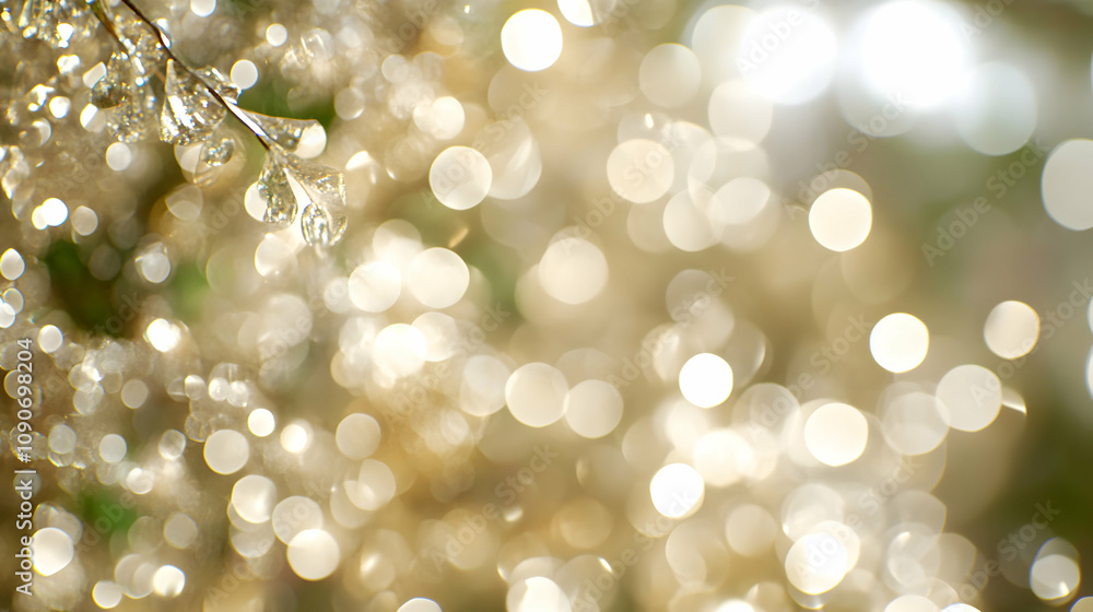 Aufkleber abstract golden bokeh background with soft focus and delicate branch