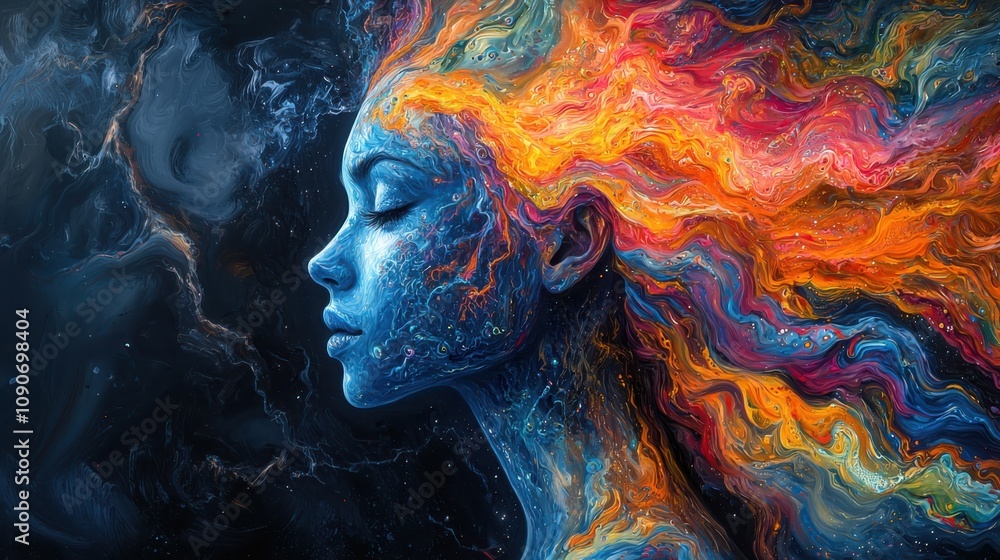 Poster exploring vibrant ai a colorful depiction of artificial intelligence in an abstract universe