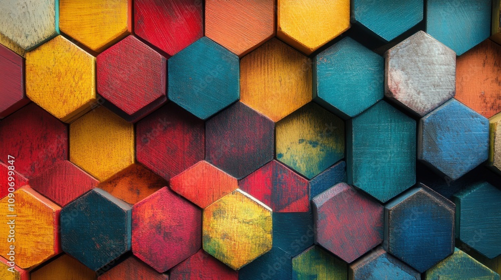 Poster hexagonal pattern with geometric design focus
