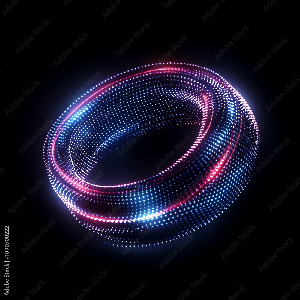 Poster abstract 3d light ring with vibrant colors and dynamic patterns glow against a dark background for c