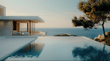 Fototapeta premium Minimalist modern villa by the sea.