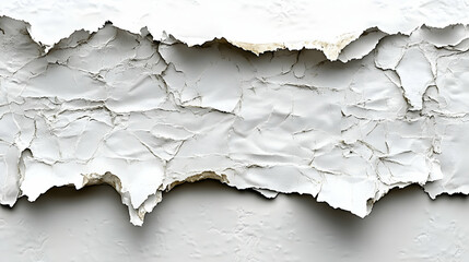 Obraz premium A close-up of a white surface with peeling paint, revealing a texture of cracked and weathered material underneath.