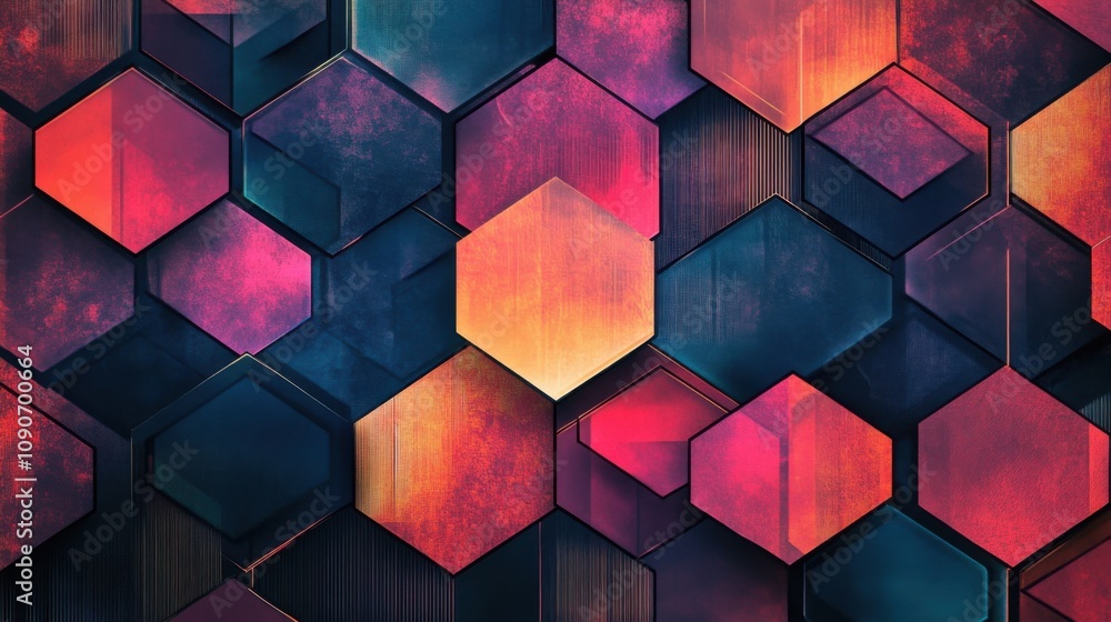 Poster hexagonal pattern with geometric design focus