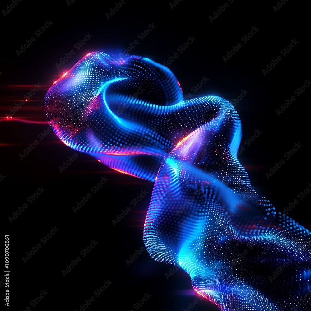 Poster abstract 3d wave with dazzling lights and vibrant colors. futuristic visual effect ideal for technol