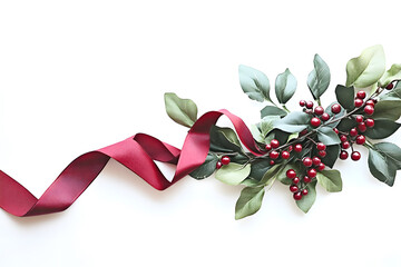 hristmas Flat Lay Border with Candles, Pine Cones, and Golden Baubles on White Background for Festive Holiday Design
