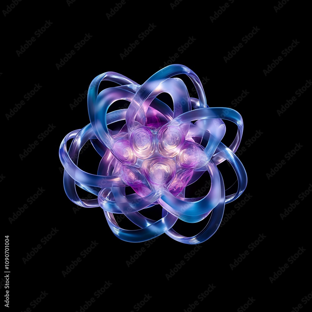 Poster abstract artistic design featuring luminous swirling shapes and vibrant colors set against a dark ba