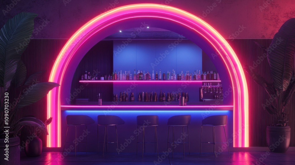 Poster loopable neon light animation with smooth flow
