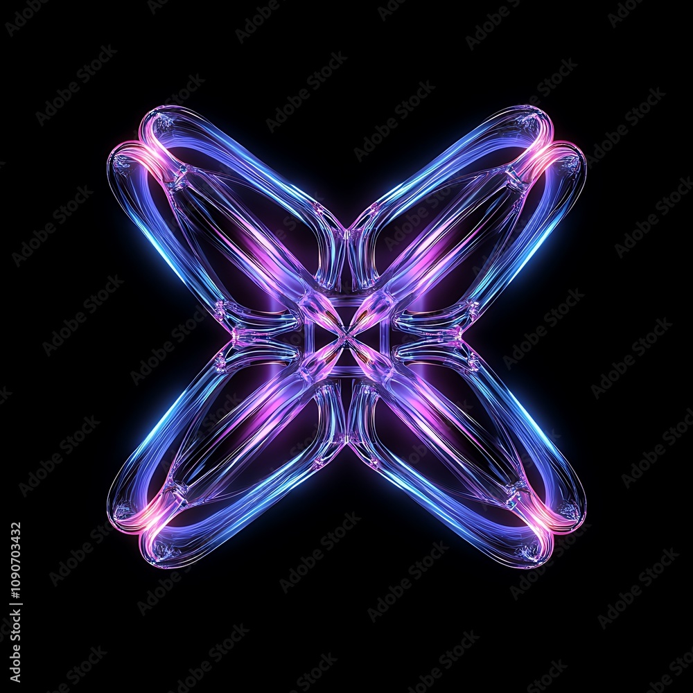Poster abstract digital art design with vibrant colors and fluid patterns showcasing a symmetrical cross sh