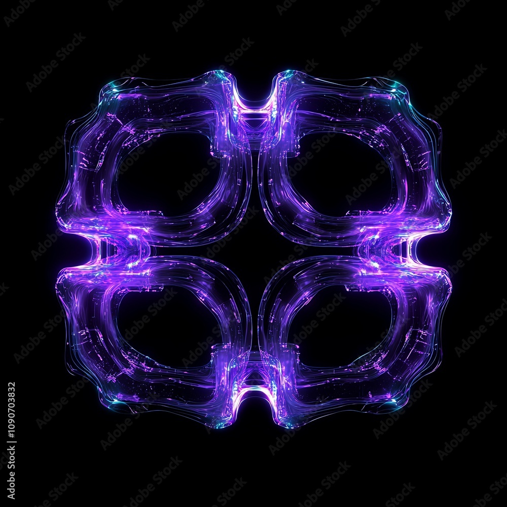 Poster abstract digital art with colorful glowing shapes and organic patterns on a dark background for crea