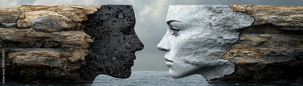 Poster exploring the rise of ai dependency visual insights into technology's impact on daily life