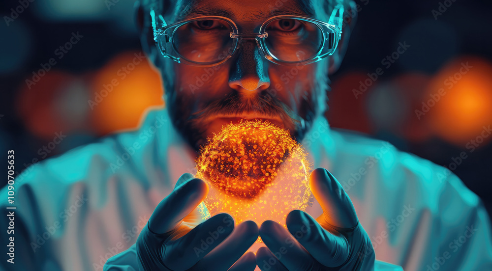 Aufkleber A scientist using quantum encryption technology in a controlled environment, ambient light.