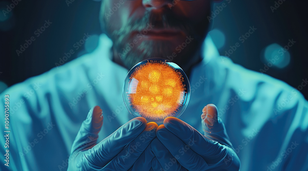Leinwandbilder A scientist using quantum encryption technology in a controlled environment, ambient light.