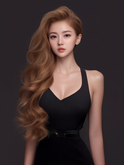 Fototapeta premium Portrait of a confident and intelligent woman in a professional studio, featuring soft lighting and a sophisticated expression. 