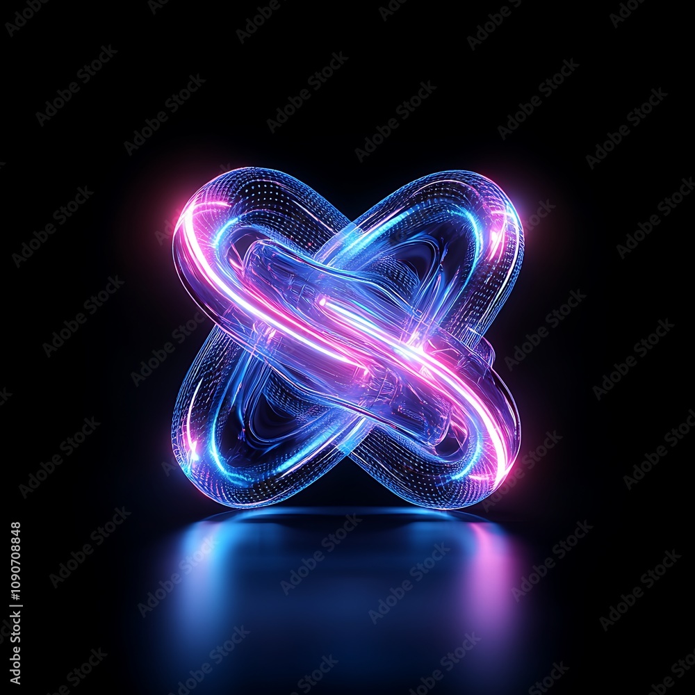 Poster abstract glowing shape with luminous lines and vibrant colors, creating an artistic and modern visua