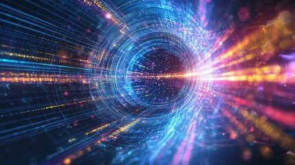 Obraz premium Ethereal AI: Vibrant Fractal Explosion in 3D Render