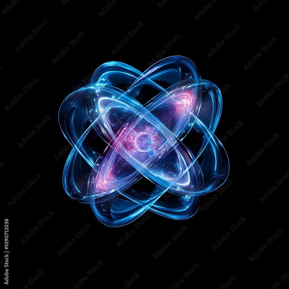 Aufkleber abstract representation of a glowing molecular structure with vibrant colors and dynamic forms set a
