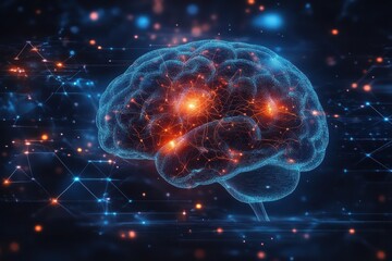 Intimate close-up of an ai brain with vibrant neural pathways for innovative technology design