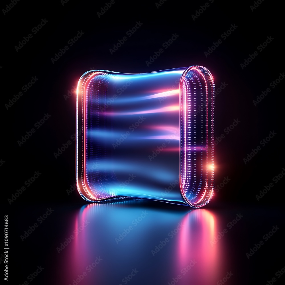 Poster ethereal glow of an abstract shape with vibrant colors in a dark environment creating a modern and f