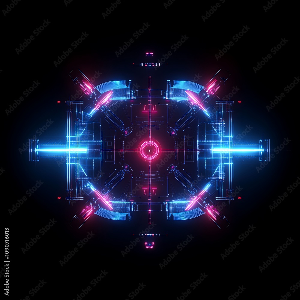 Poster futuristic abstract background with neon lights in vibrant colors featuring geometric patterns and d